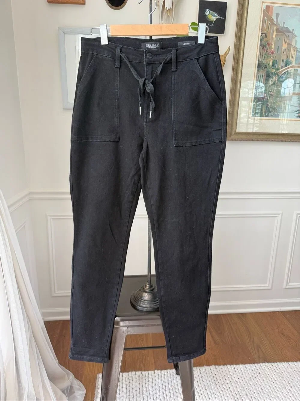 NWOT Judy Blue High Waist Cargo Cuff Jogger Denim Jeans Black 11 30 12